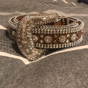 Rhinestone Genuine Leather Belt
